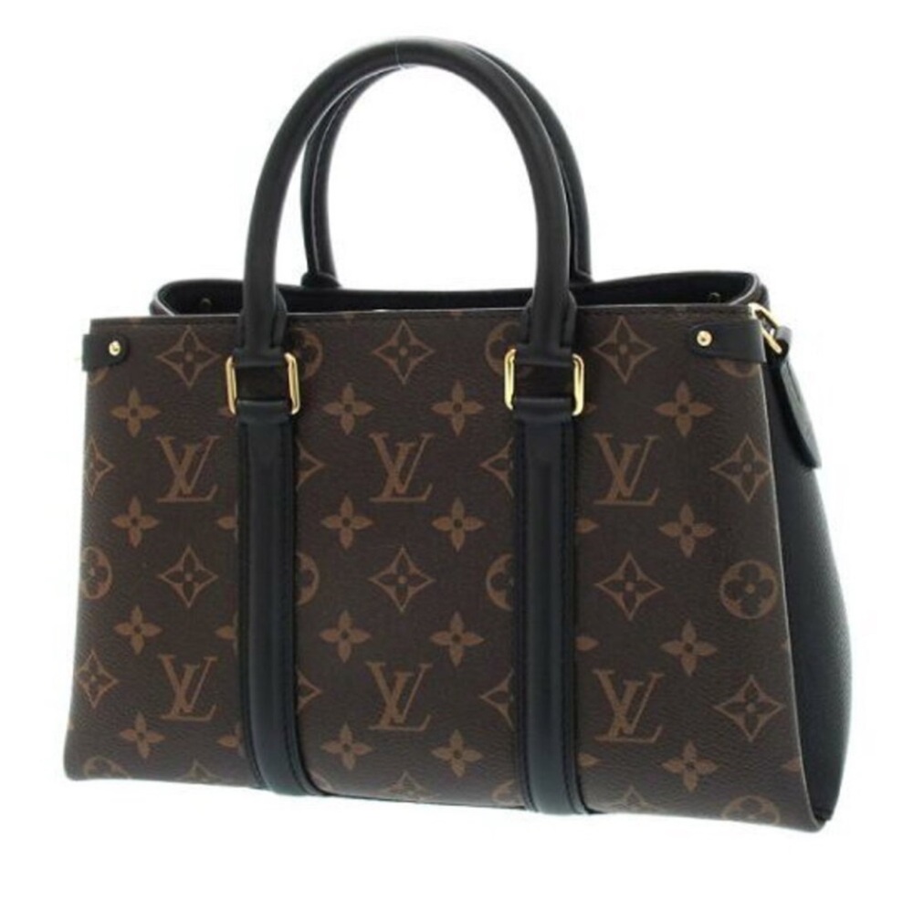 Louis Vuitton Monogram Canvas Satchel with Black Trim
